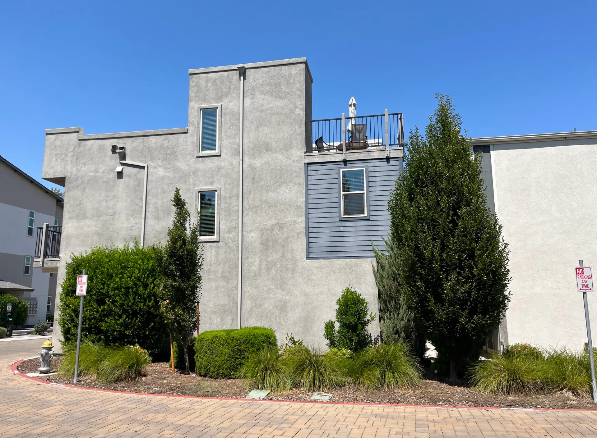 Exterior elevation with private rooftop deck