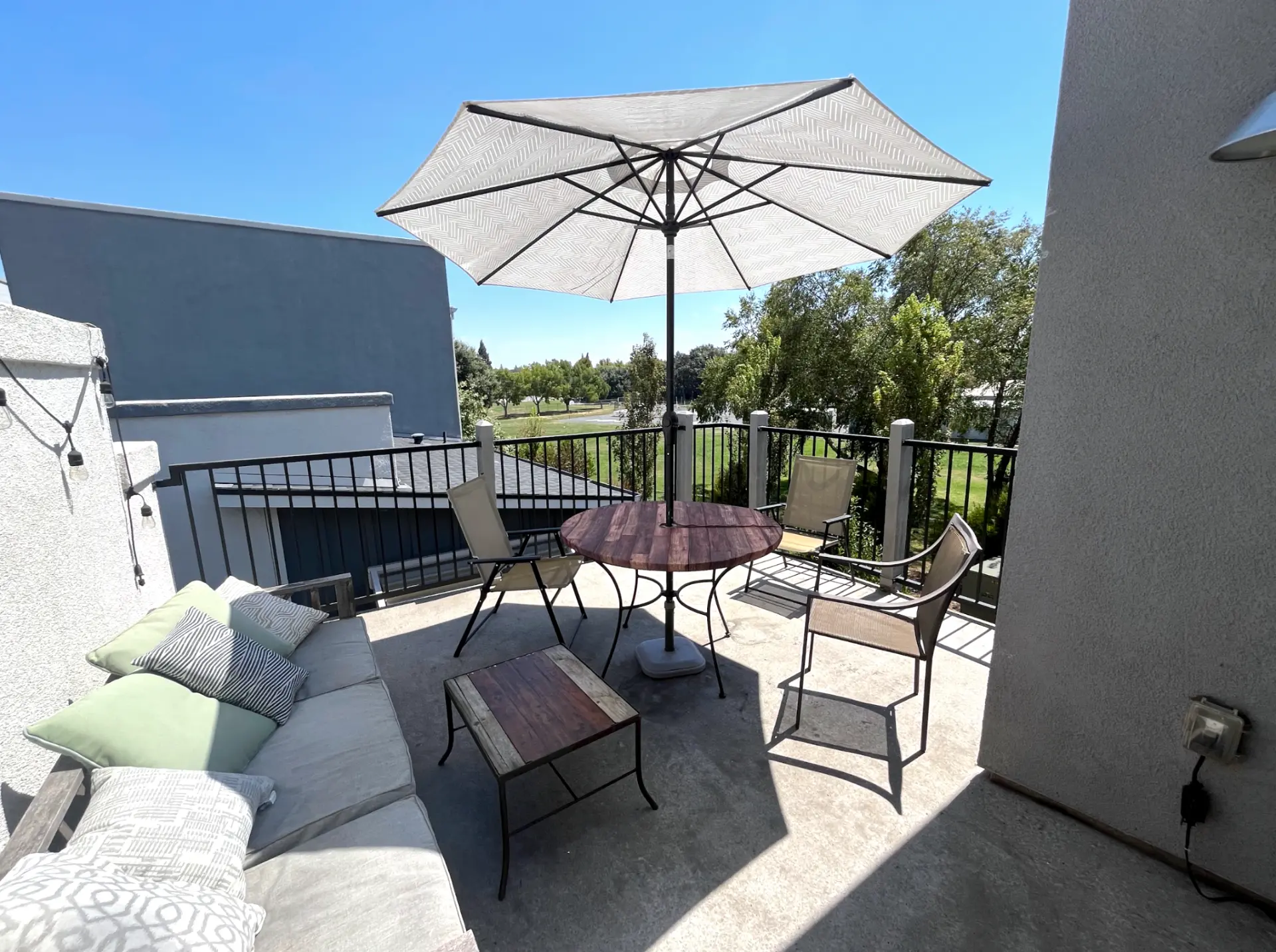 Private deck overlooking the park