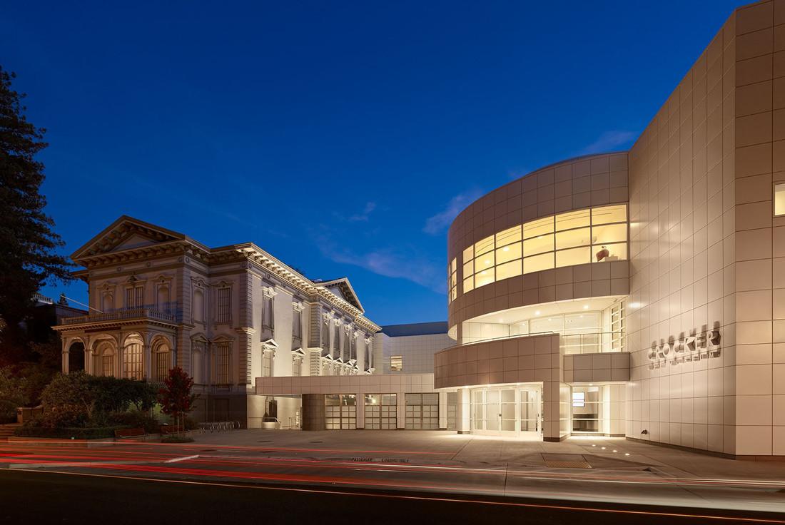 Crocker Art Museum exterior at dusk with historic and modern architecture